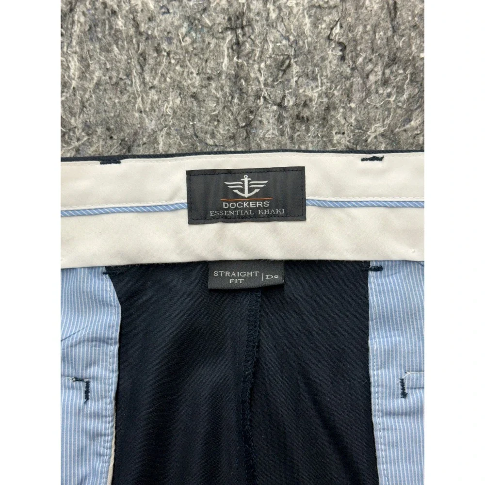 Dockers Essential Khaki Straight Fit D2 Black Pants Mens 38x29 100% Cotton